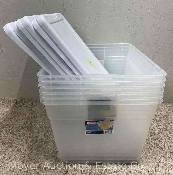 (6) Sterilite Clear 56qt. Totes, with Lids image