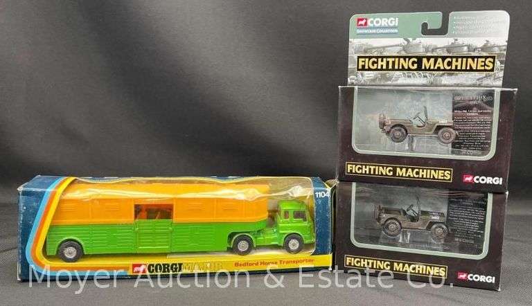 Corgi Die-Cast Horse Transporter and (2) Fighting Machines Jeeps, in Original Packaging image