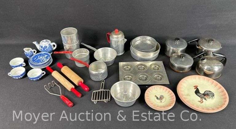 Group of Toy Kitchen, Pots, Pans, Utensils, Tea Set, Etc. image