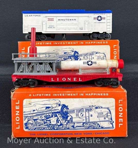 Lionel Mercury Capsule Launching Car and Minuteman Missile Launching Car, No. 3413 and 3665 image