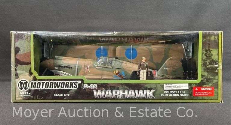 21st Century Toys Motorworks P-40 Warhawk, 1:18 Scale Plastic Airplane Model, with Original Box image