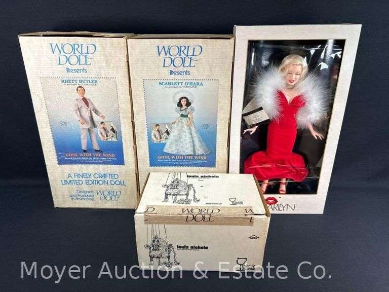 (4) World Dolls, Marilyn Monroe, Rhett Butler, Scarlet O'Hara, Etc. with Original Boxes image
