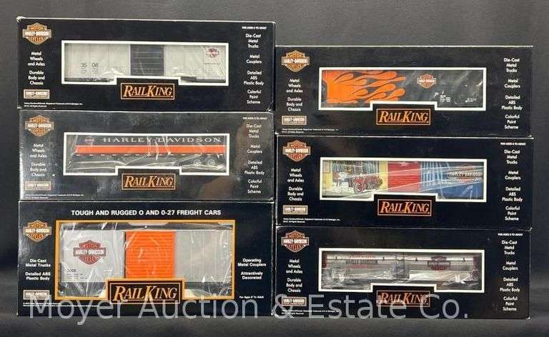 (6) Rail-King Harley-Davidson Freight Cars, with Original Boxes, Some New image