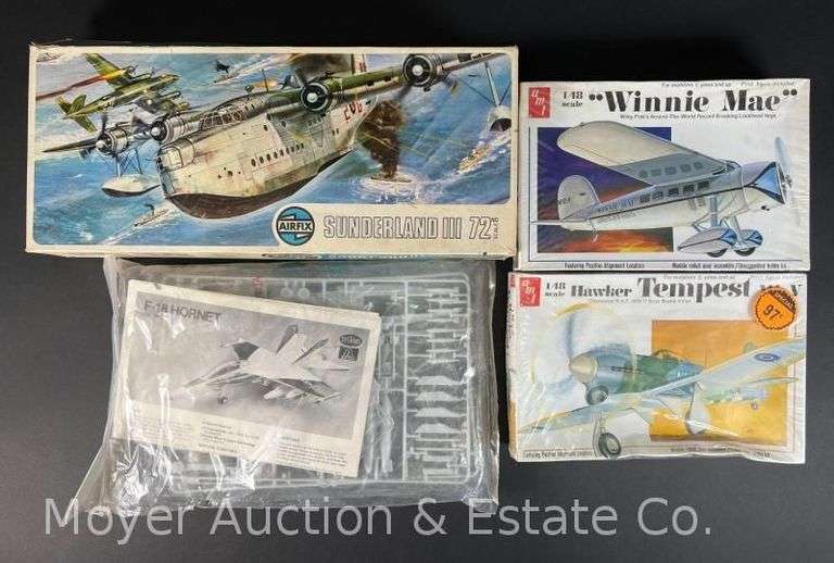 (4) Asst. Airplane Plastic Model Kits, 2 Sealed in Plastic, Asst. Scales image
