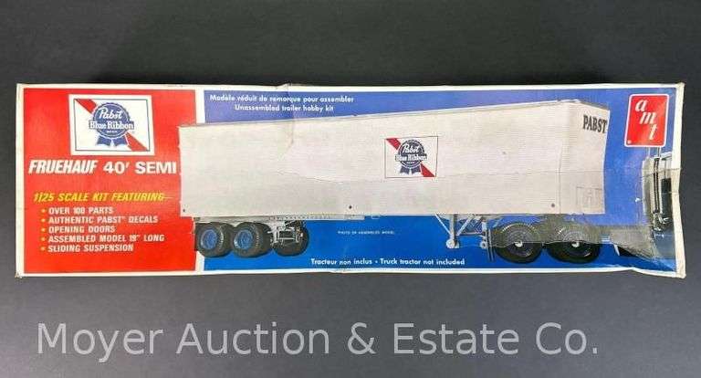 AMT Pabst Blue Ribbon Beer Fruehauf 40' Semi Plastic Model Kit, 1/25 Scale image