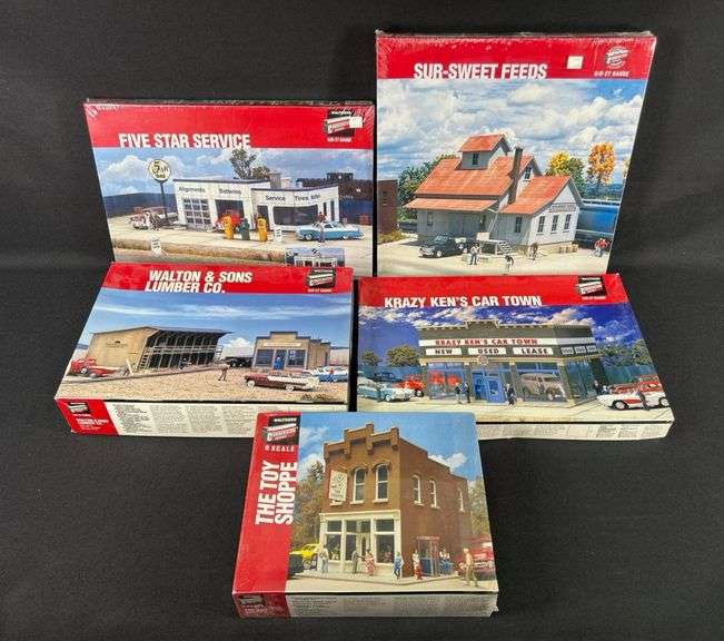 (5) New Walthers Cornerstone Building Kits, (3) Sealed in Original Plastic image