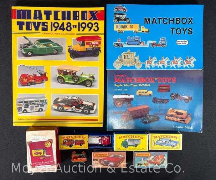 (3) Matchbox Collectors Books, (4) Empty Matchbox Boxes and Christmas Ornament image