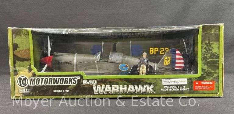 21st Century Toys Motorworks P-40 Warhawk, 1:18 Scale Plastic Airplane Model, with Original Box image