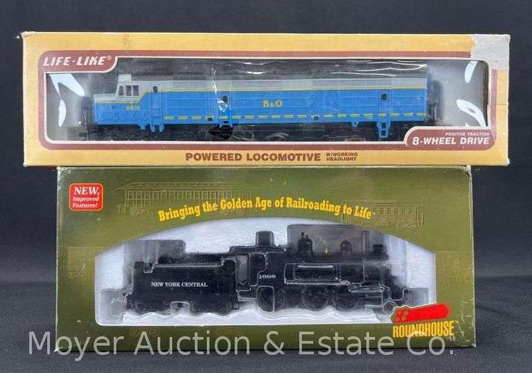 Life-Like HO Scale Diesel Locomotive and Roundhouse HO Scale Steam Locomotive and Tender, with Boxes image