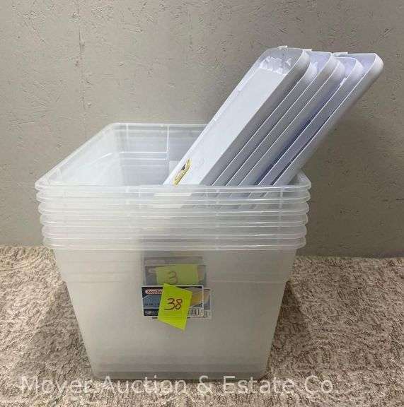 (6) Sterilite Clear 56qt. Totes, with Lids image