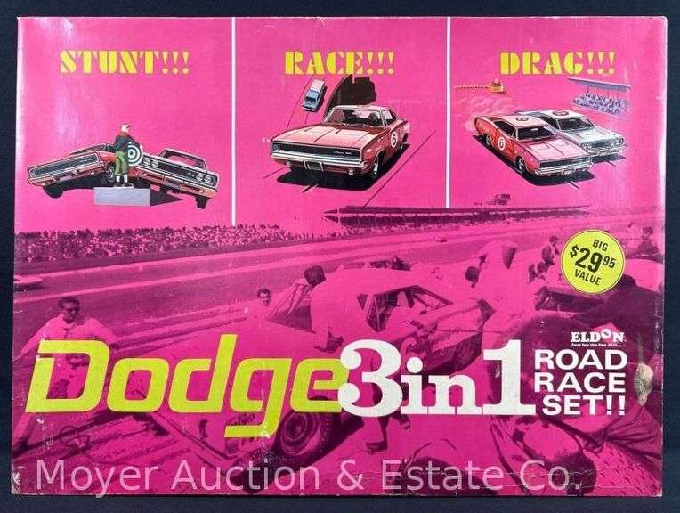 Eldon Dodge 3in1 Road Race Slot Car Set, Appears Complete with Original Box image