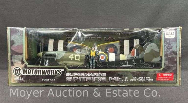 21st Century Toys Motorworks Spitfire Mk.1, 1:18 Scale Plastic Airplane Model, with Original Box image