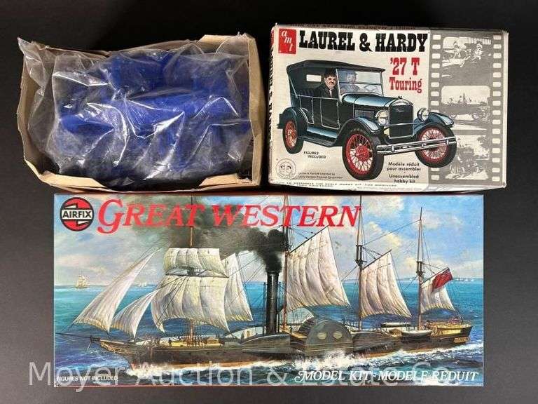 (3) Plastic Model Kits, Cars and Ships, Asst. Scales image