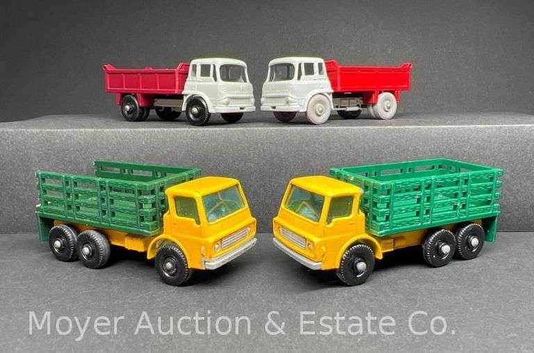 (2) Lesney Matchbox No. 3 Bedford Tippers and (2) No. 4 Stake Trucks image