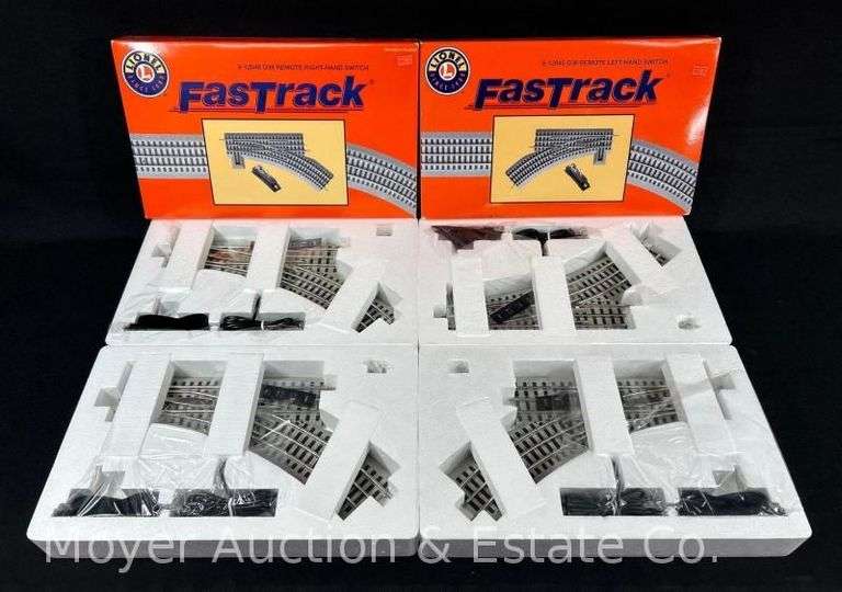 (4) Lionel FastTrack Switches, (2) Left and (2) Right, with Original Boxes image