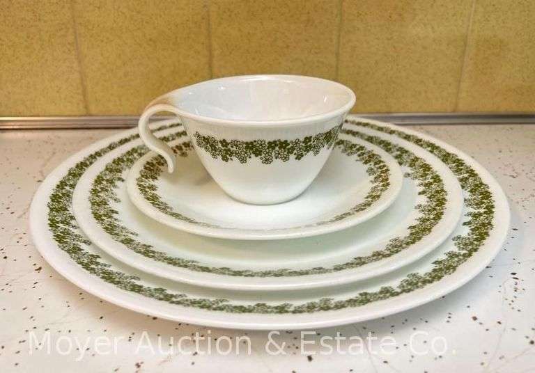 (70) Pieces of Spring Blossom Corelle Dinnerware, Serving Dishes, Pyrex Mugs and Butter Dish image