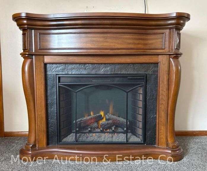 Twin Star Electric Fireplace with wood mantle, Remote Control, 53"w x 43"h image