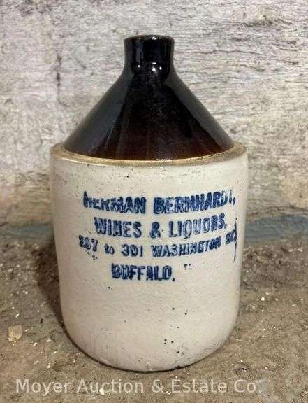 Herman Bernhardt Stoneware Advertising Jug, Buffalo NY, 11"h image