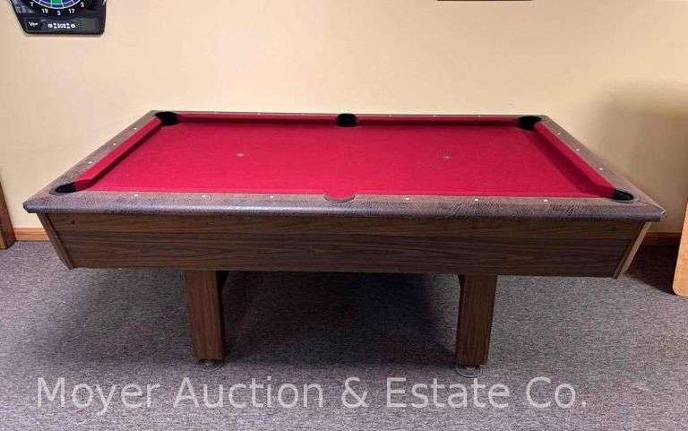 Slate Top Pool Table with Cue Sticks, Pool Balls, Etc., 84"x48.5” Top image