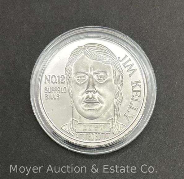 Jim Kelley Buffalo Bills One Ounce Silver Medallion, .999 Silver image