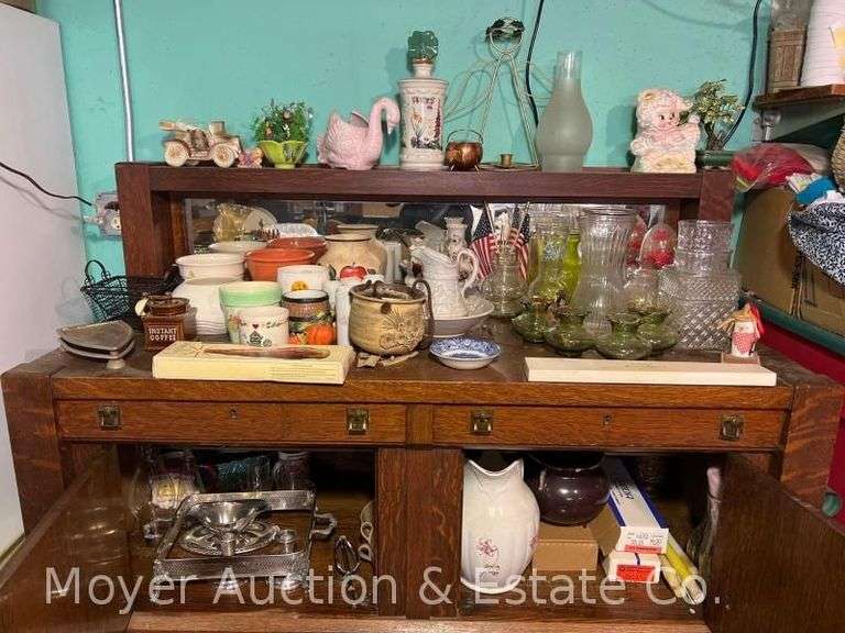 Contents of Buffet, Candles, Vases, Serving-ware, Etc. image