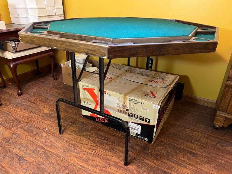 Folding Poker Table with Flat Top, Appears Homemade, 48"w image