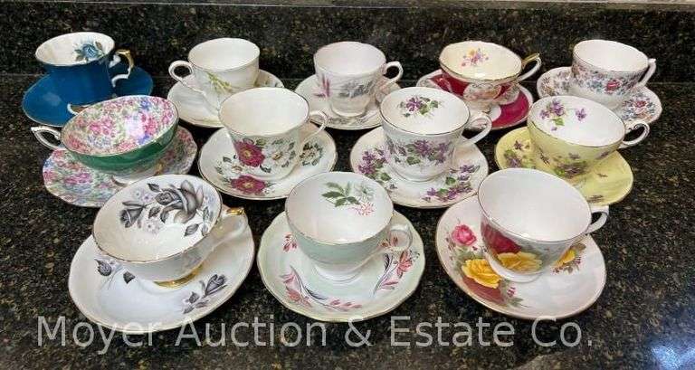 Collection of 12 China Teacups and Saucers image