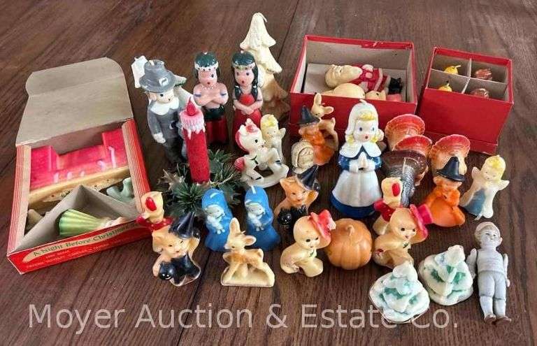 Group of Vintage Christmas Figural Candles, 2”-6” Tall image
