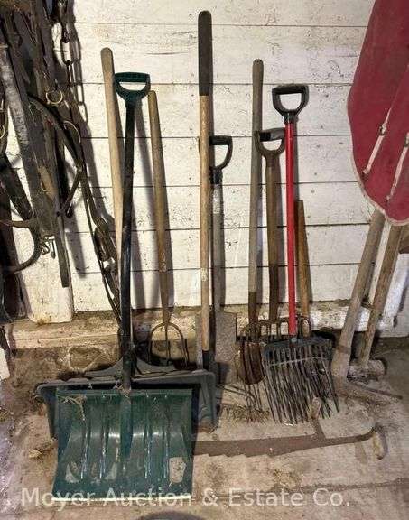 Group of Long Handled Tools, Hay Knife, Etc. image