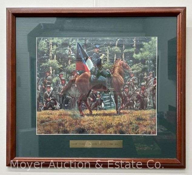 Civil War Lithograph Print: "There Stands Jackson Like A Stone Wall" by Morton Kunstler, framed image