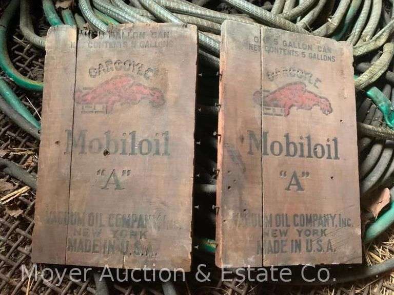 (2) MobilOil "A" Wooden Crate Ends, 15" x 9" image