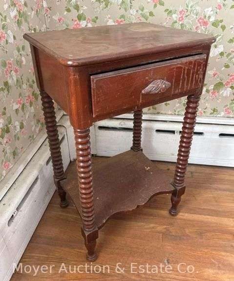 Side Table with Drawer & Spindle Legs, 18"x14"x29"h image