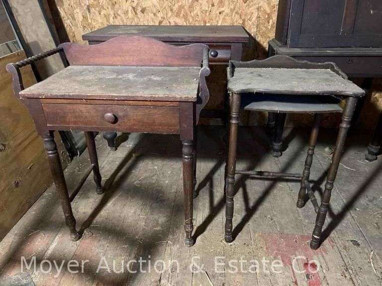 Washstand with Other Side Table, Antique, 18" and 27"w image
