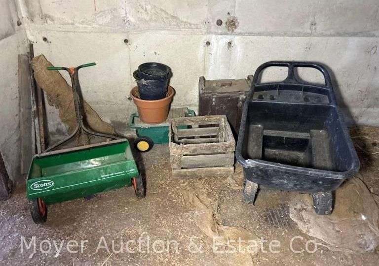 Group with Garden Cart, Scott's Drop Spreader, Garden Pots, Etc. image