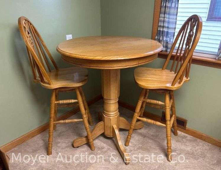 (3) Piece Bar Height Dining Set, Swivel Chairs, 30" Seat Height image