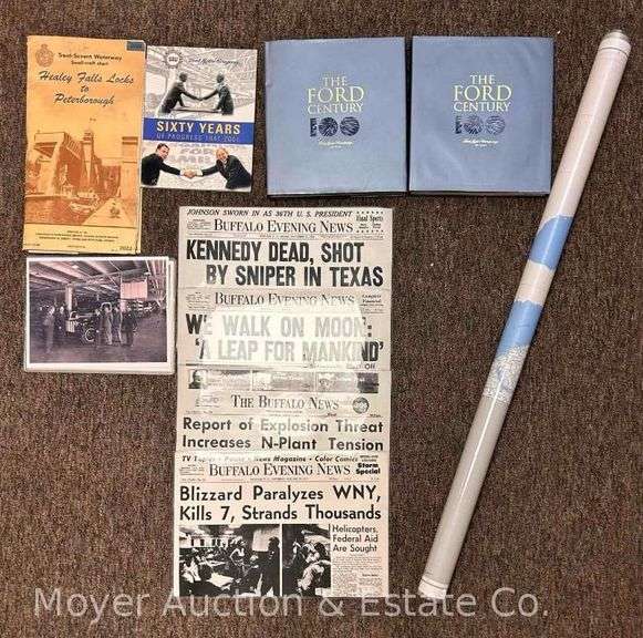 Group of Buffalo, NY Photo Prints, Map of Locks and Waterways, and (2) The Ford Century Books image