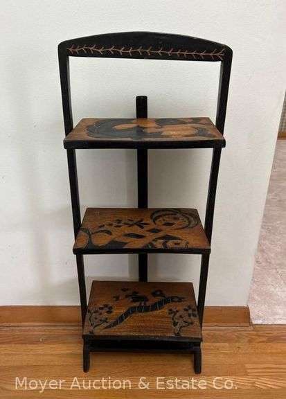 Hand Carved Folding Pie Stand, 34"h image