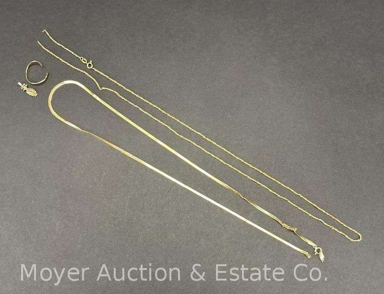 Group of 14k Yellow Gold, For Scrap/Repair, 3.9dwt. and 10k Yellow Gold Ring, 1.0dwt.(Clear Stone) image