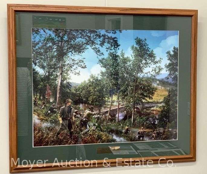 Civil War Lithograph Print: "Burnside's Bridge" by John Paul Strain, Signed & # 70 of 850 image