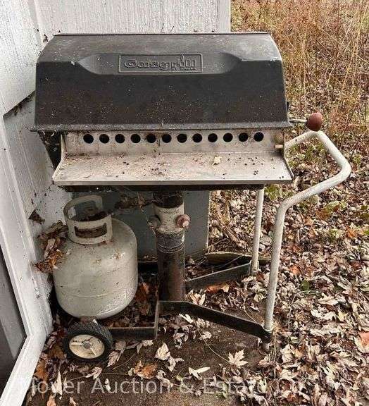 Propane Grill with Tank, Bench, and Garbage Can image