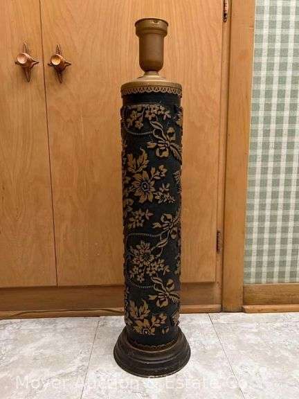Vintage Table Lamp, Made from a Wallpaper Stamp Roller, 27"h image