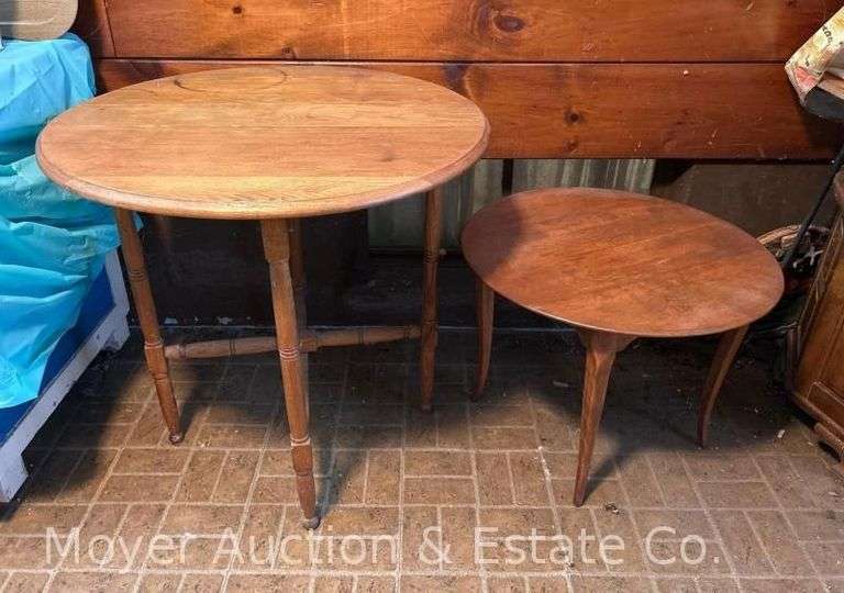 (2) Round Side Tables, 29"w x 29"h and 24"w x18"h image