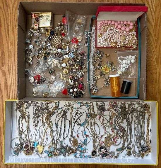 Group of Necklaces and Clip on Earrings, Includes Sterling Necklace image