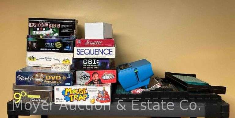 Group of Board Games, Poker Set, Etc. image
