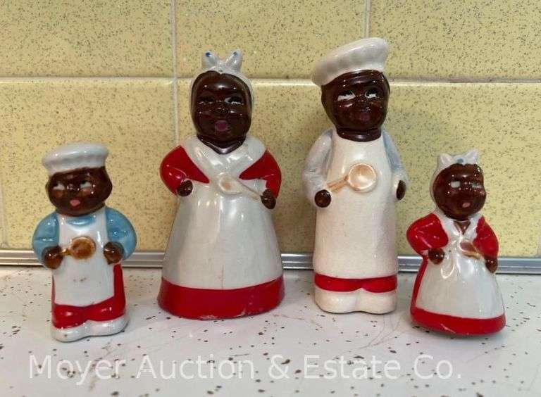 (2) Pairs of Black Americana Salt and Pepper Shakers, 3"-5"h image