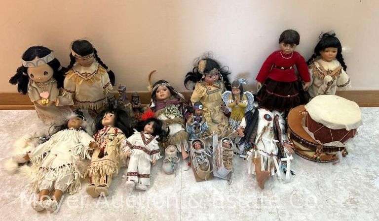 Group of Native America Dolls, 6”-17” Tall image