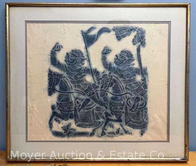 Asian Rubbing on Paper, Framed, 24" x 27" Overall image