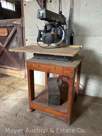 Black & Decker 10" 254mm Radial Arm Saw on Wooden Stand image