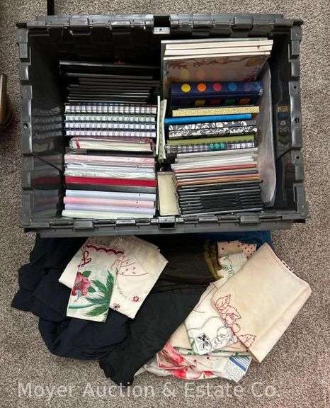 Tote of Linens, Apron, Journals, Etc. image