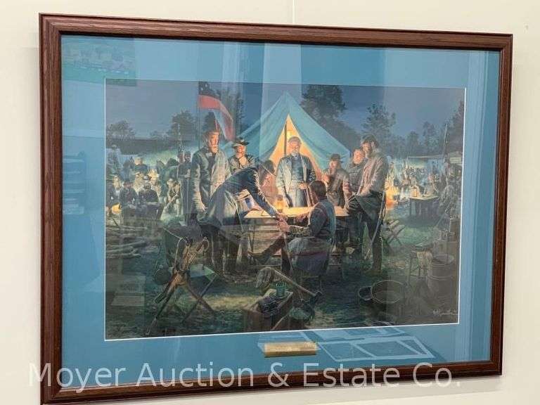 Civil War Lithograph Print: "Sharpsburg War Council" by Morton Kunstler, Signed, #96 of 1,500 image